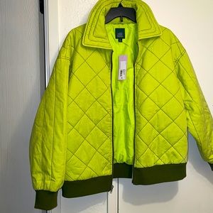 Wild Fable quilted lime green zip up jacket XS